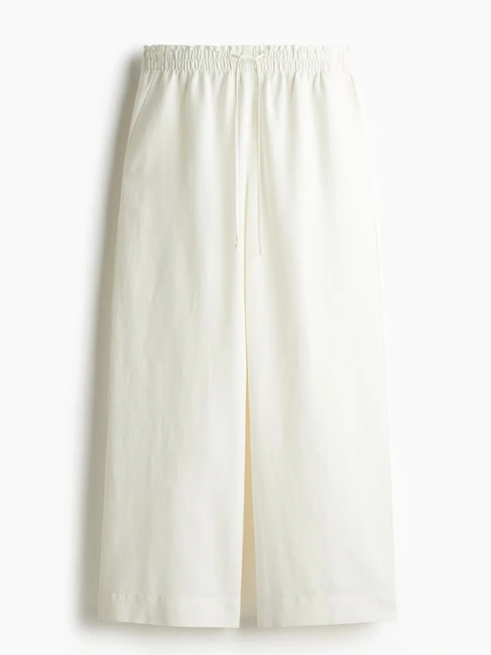 H&M White Linen Blend Crop Pants